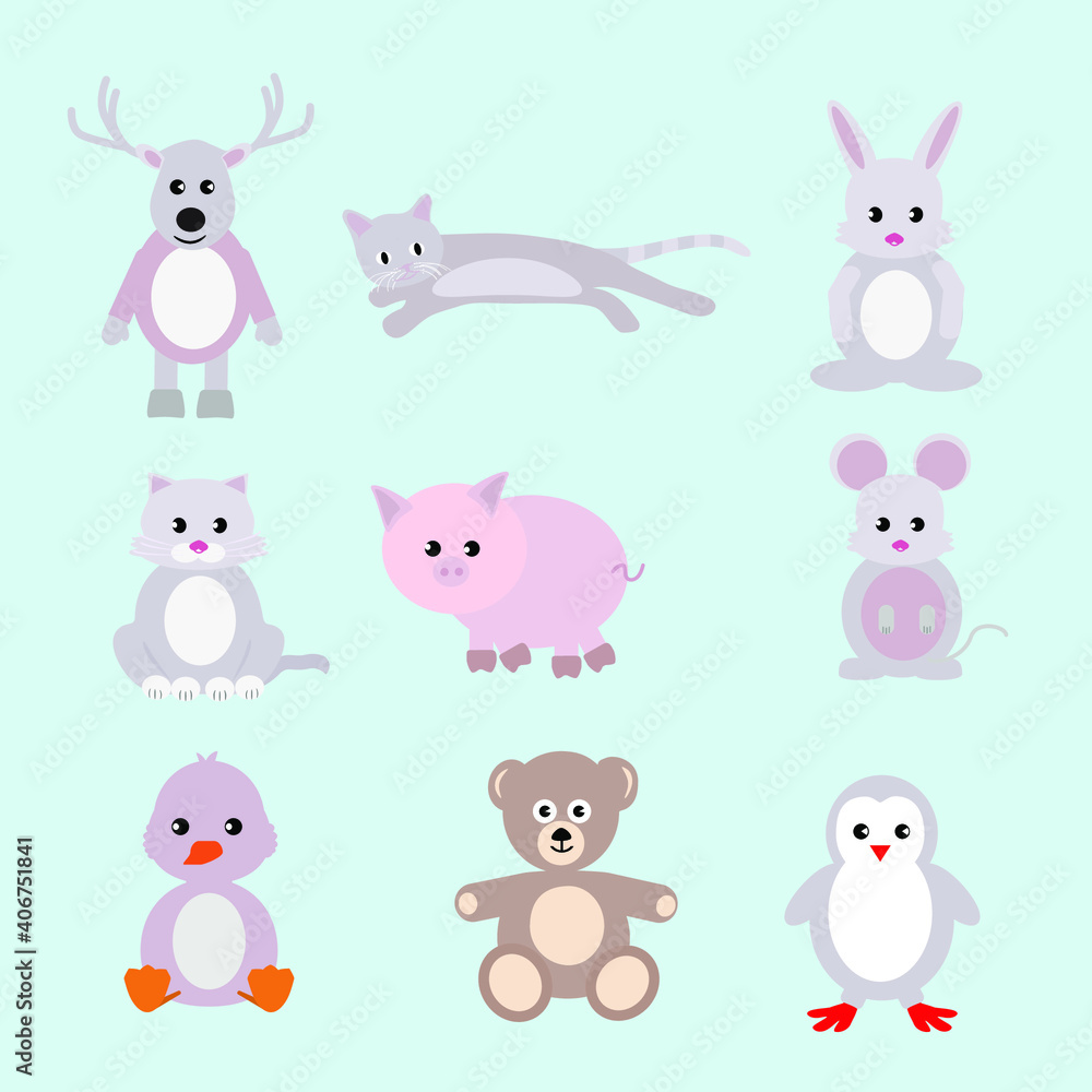 Set with animals for babies and little kids,vector pictures isolated on white background Set with animals for babies and little kids,vector pictures isolated on white background