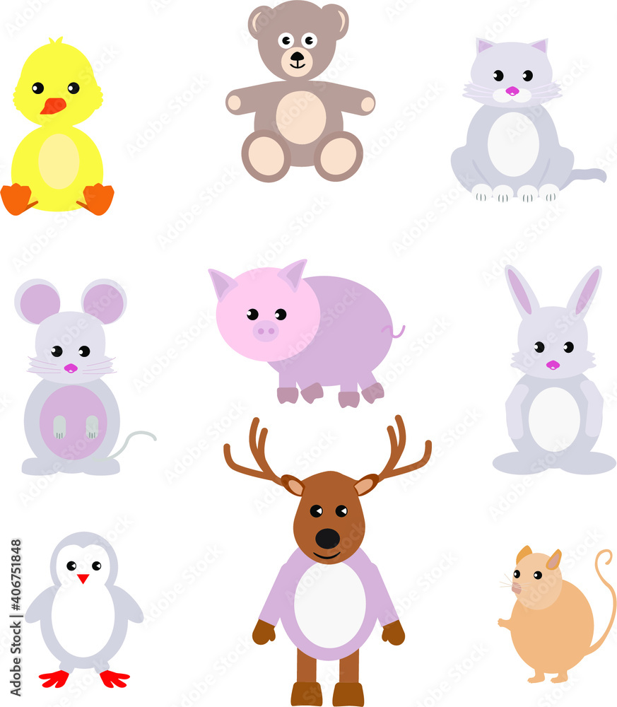 Set with animals for babies and little kids,vector pictures isolated on white background Set with animals for babies and little kids,vector pictures isolated on white background