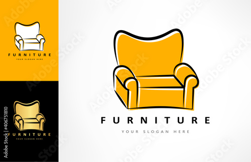 Chair logo vector. Upholstered furniture design.