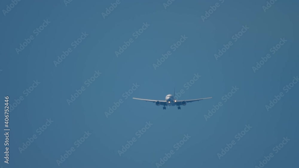 Widebody airplane approaching before landing Widebody airplane approaching before landing