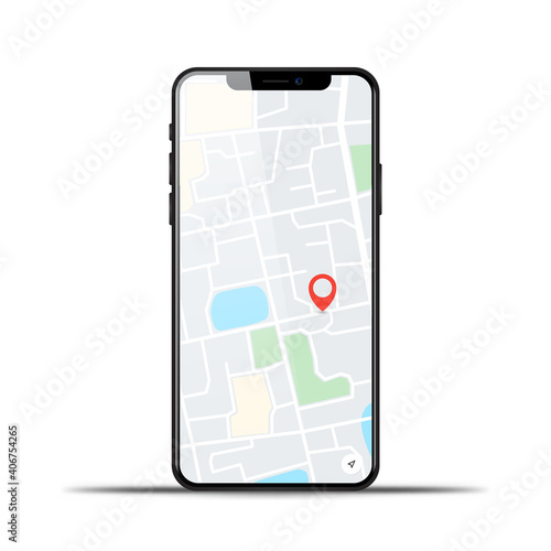 Realistic phone with gps map on a white background vector eps10