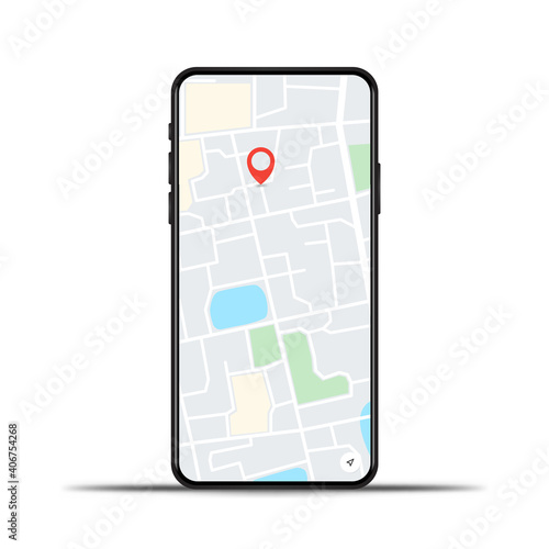 Realistic phone with gps map on a white background vector eps10