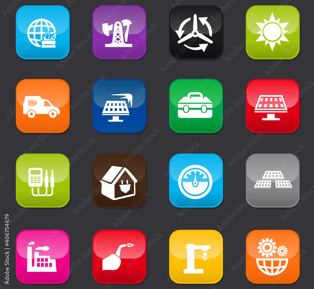 Alternative energy icons set Alternative energy icons set
