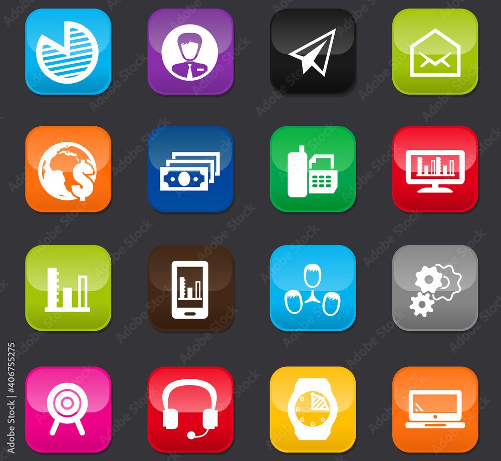 Business management and human resources icons set Business management and human resources icons set