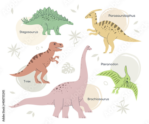 Different dinosaurs - set of flat design style characters