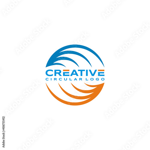 Creative art logo from circle with text or company name in the middle