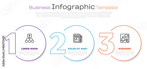 Set line Blockchain technology Bitcoin, Stock market news and Trading courses. Business infographic template. Vector.