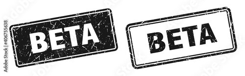 beta stamp set. beta square grunge sign