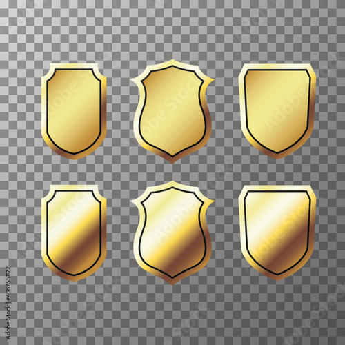 Retro golden ribbons labels and shields. elegant golden design elements