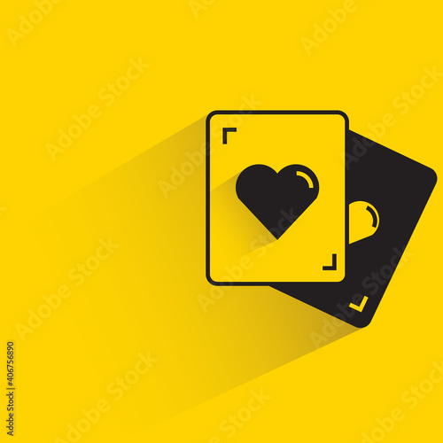 heart card game shadow on yellow background vector