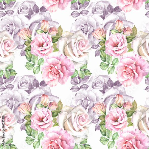 seamless pattern with watercolor roses