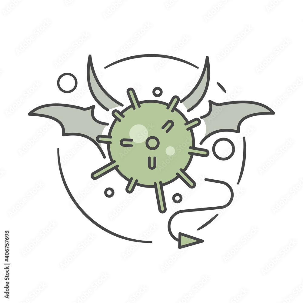 Devil pandemic virus icon. Flat style. Isolated. Devil pandemic virus icon. Flat style. Isolated.