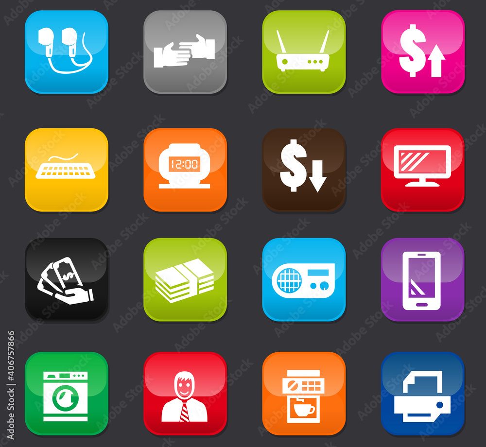 Pawn shop icons set Pawn shop icons set