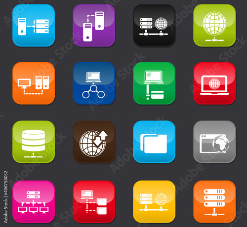 Internet, server, network icons set