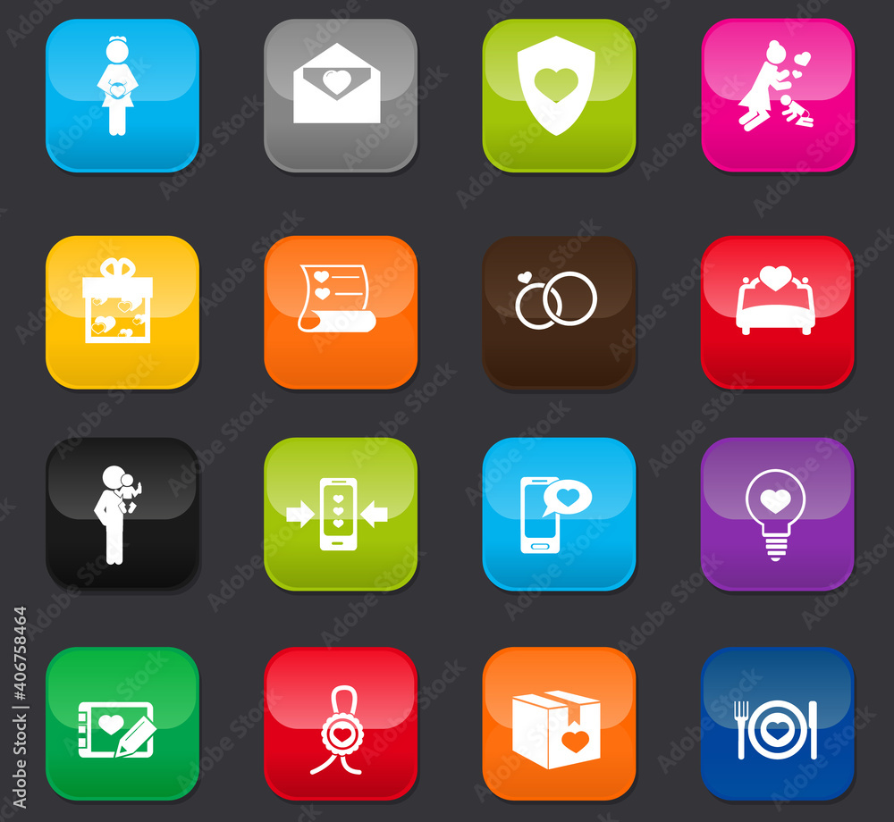 Valentine day icons set Valentine day icons set