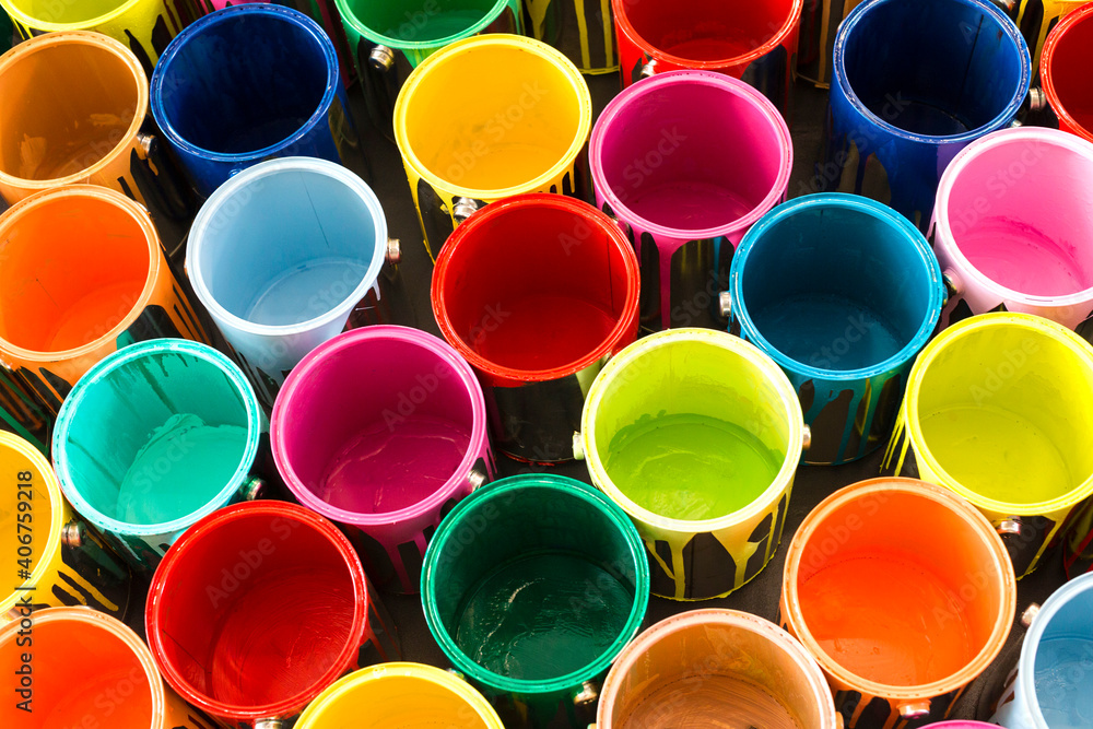 Paint cans color palette stacked
