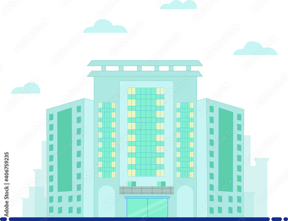 Hotel Building illustration vector flat design concept