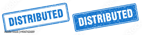 distributed stamp set. distributed square grunge sign