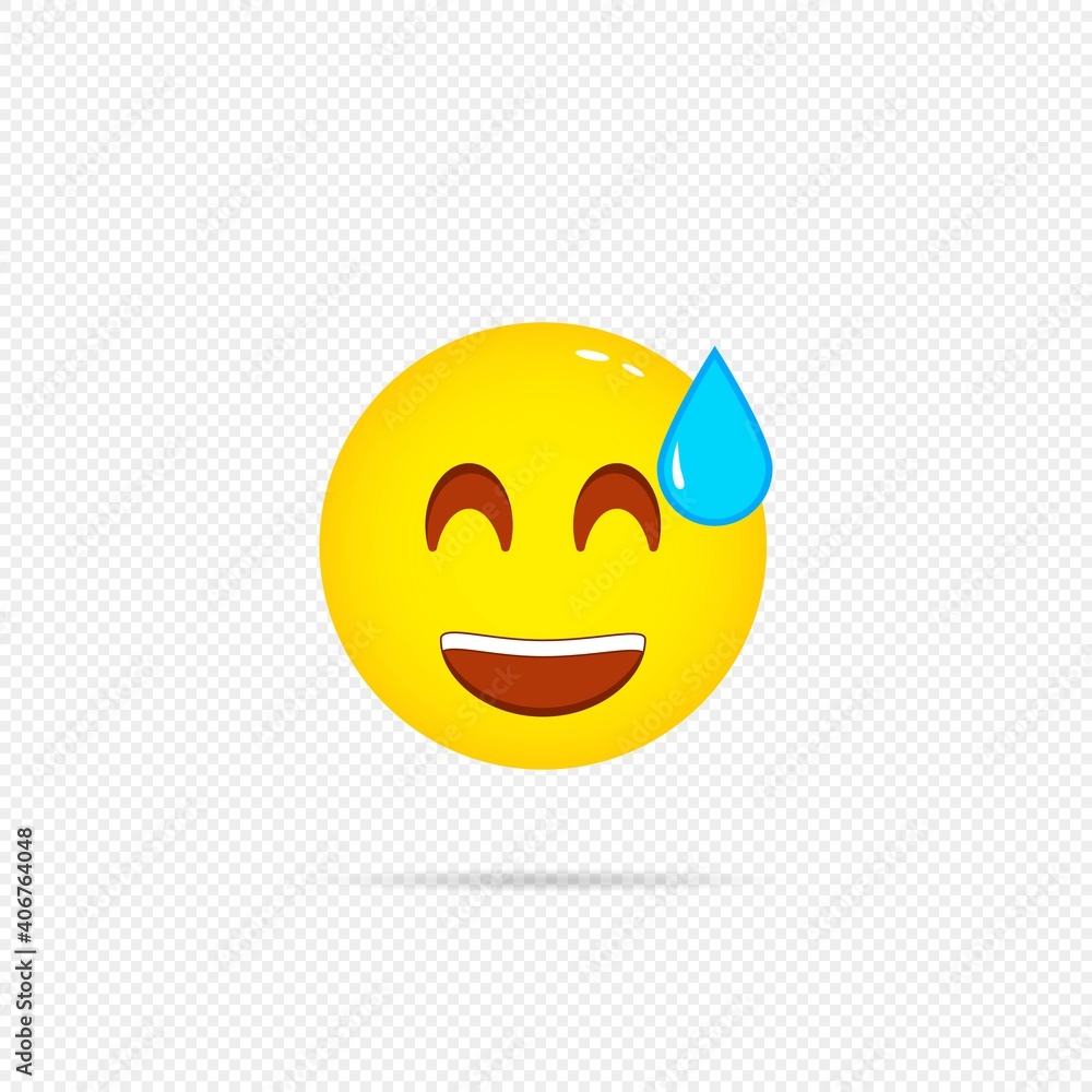 Fototapeta premium Happy emoji icon. Laughing emotion. Smiley, emoticon. Vector on isolated transparent background. EPS 10