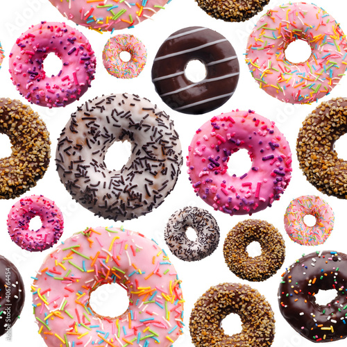 Set of assorted donuts, seamless pattern