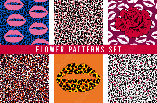 set of animal print lips