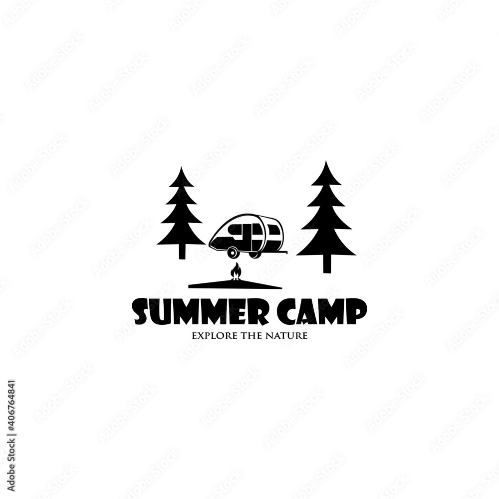 summer camp badge graphic logo emblem design. adventure emblem, badge, design elements, logotype template. vector illustration