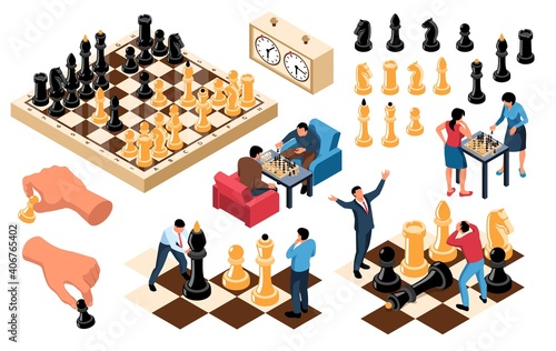 Fotobehang Isometric Chess Playing Set
