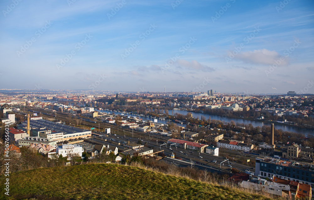 Panorama of Prague from Devin Hill