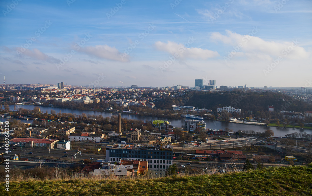 Panorama of Prague from Devin Hill