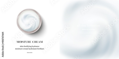 moisturizing cream or swirl cosmetic cream, top view vector.
