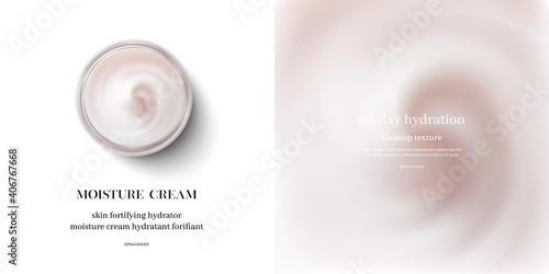 moisturizing cream or swirl cosmetic cream, top view vector. photo
