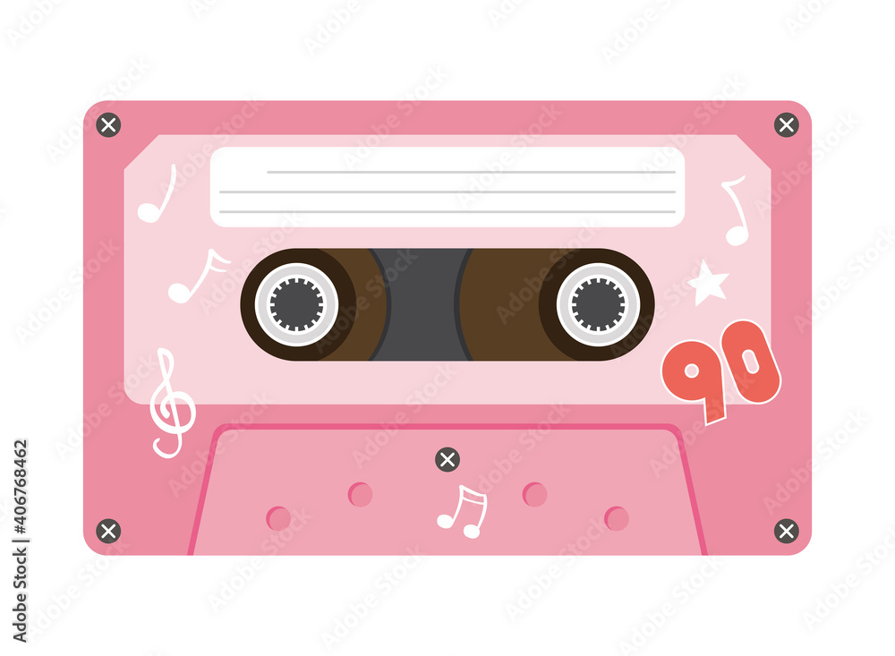 Obraz premium pink and nineties retro cassette vector design