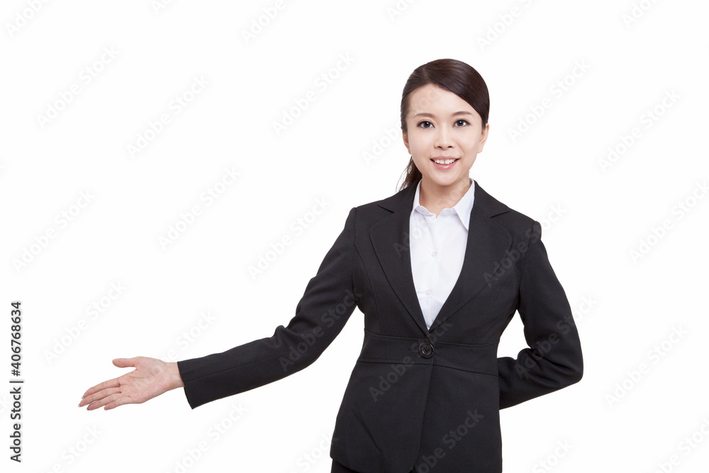Portrait of young business woman holding arm Portrait of young business woman holding arm