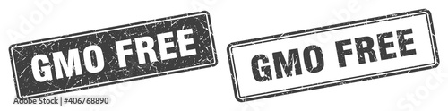 gmo free stamp set. gmo free square grunge sign
