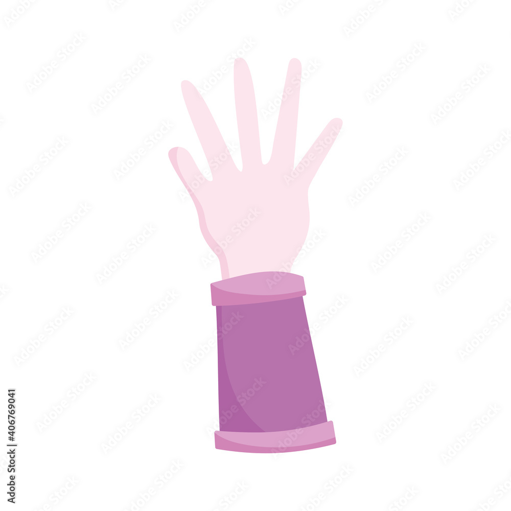 Obraz premium hand showing five finger icon flat style