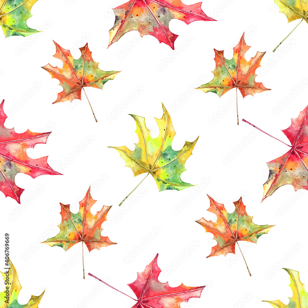 Watercolor seamless pattern. autumn maple leaves Watercolor seamless pattern. autumn maple leaves