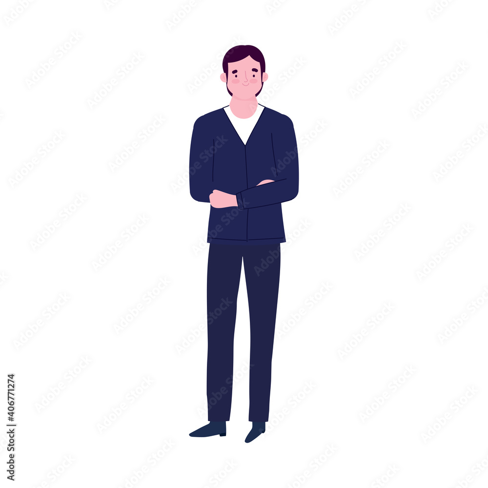 business man character male professional flat isolated design