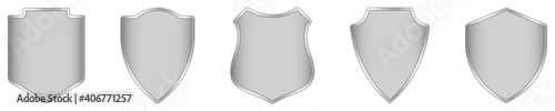 Silver shield icon collection. Vector illustration