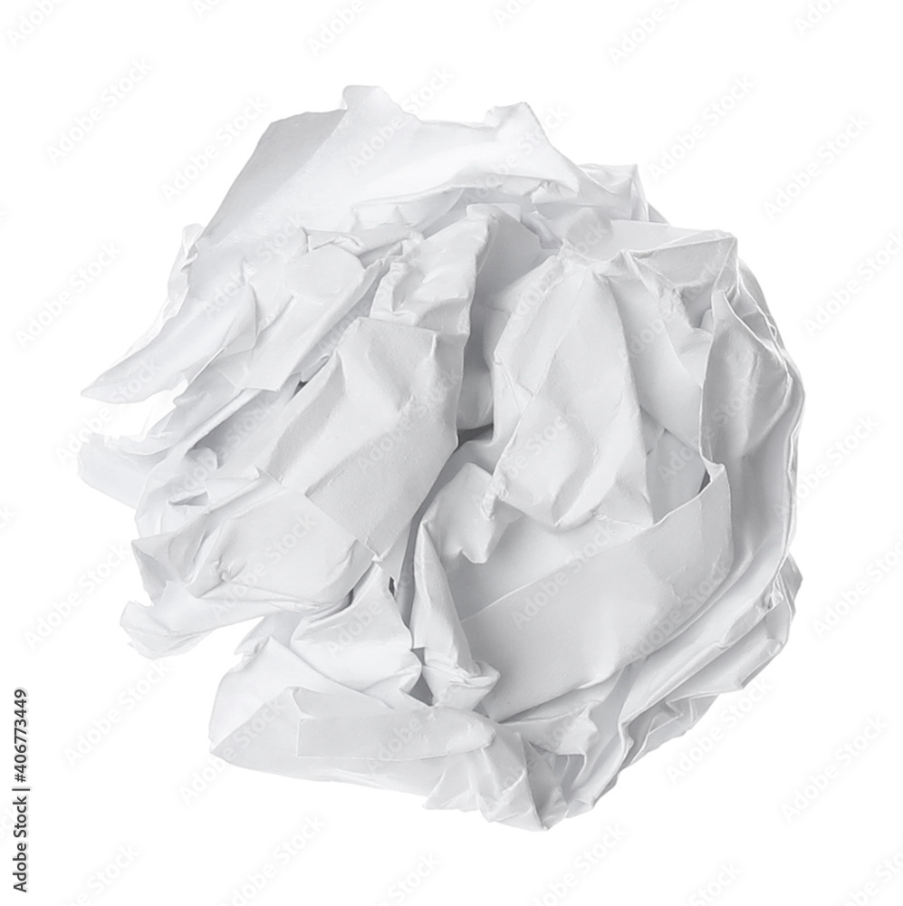 Crumpled sheet of paper isolated on white