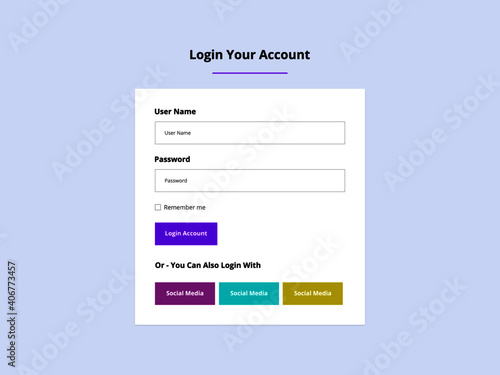 Modern flat login form page template. Webform set  & element for your web design