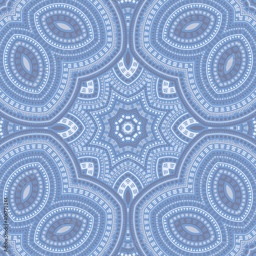 Ottoman traditional floral vector seamless motif. Batik print design. Retro majolica ornament. Floor print design. Star symmetry composition.