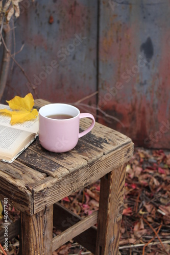 a cup of tea and a book