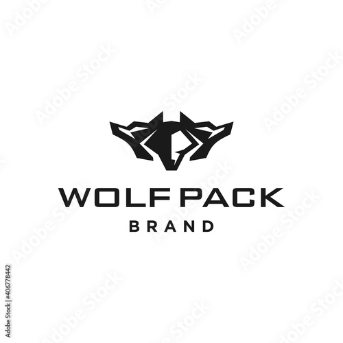 Fototapeta Wolfpack logo icon, three headed wolf modern mascot logo design