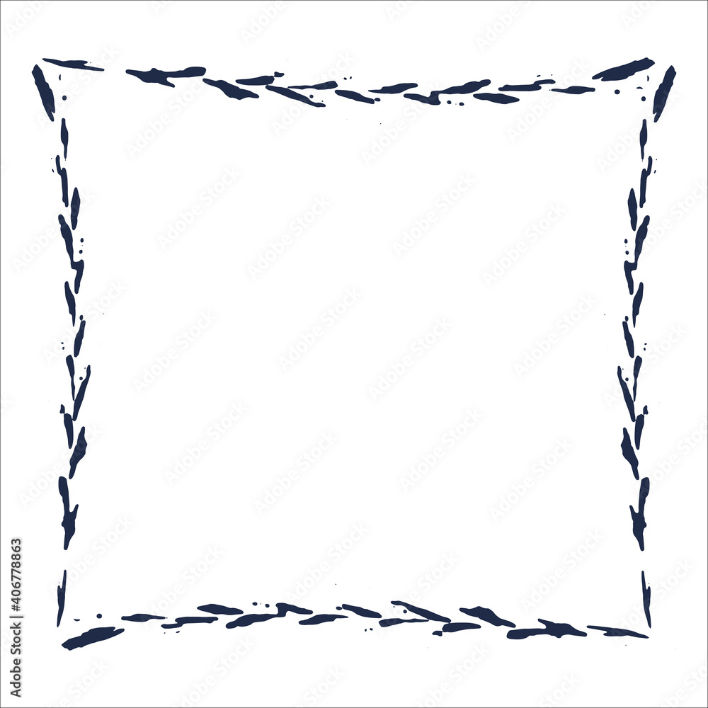 Vector curved square frame with space for text made of black strokes ...