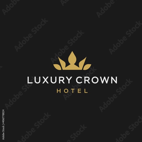 golden crown logo icon. King queen symbol elegant logo vector icon line, Luxurious royal ornament for business