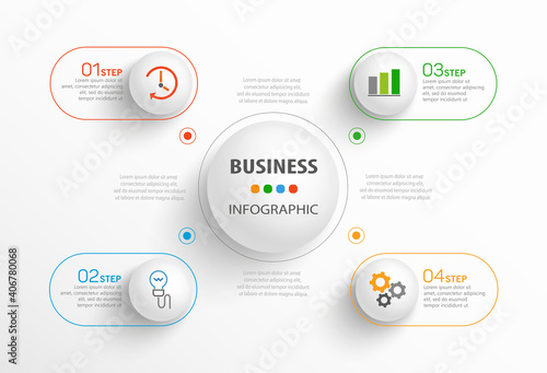 Vector infographic template with icons and 4 options or steps. Infographics concept for business. Can be used for presentations banner, workflow layout, process diagram, flow chart, info graph