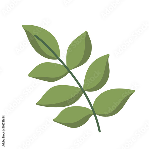 foliage branch leaves cartoon icon isolated style