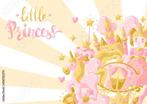 Princess party items background.