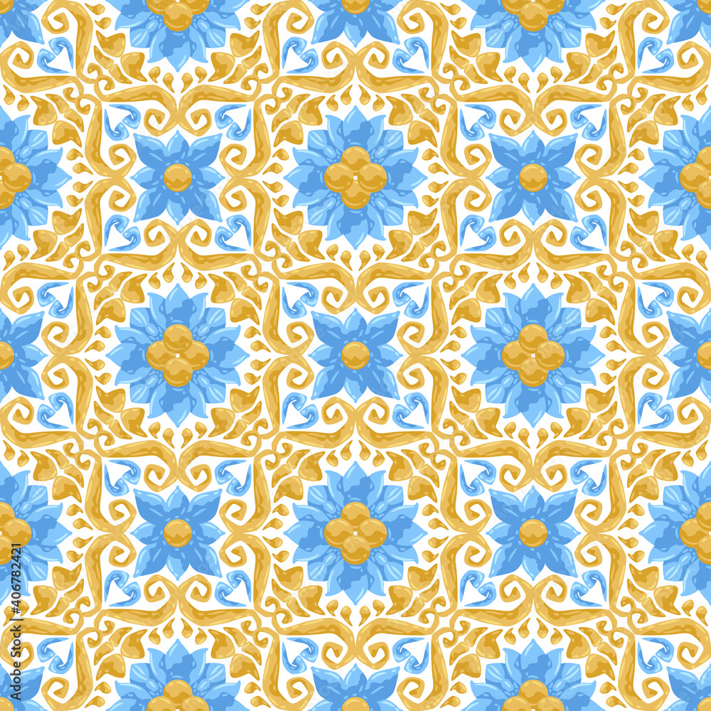 Ceramic tile pattern with flowers. Ceramic tile pattern with flowers.