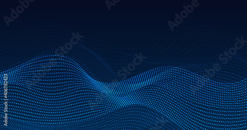 Abstract technology background. Waving particle background. Design template for brochures, flyers, magazine